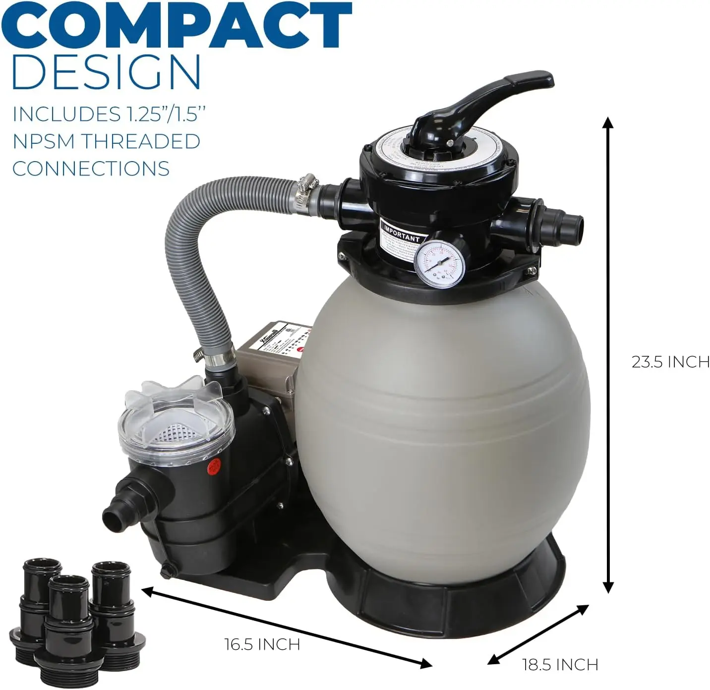 XtremepowerUS 13" Sand Filter Pump for Above Ground Swimming Pool Sand Filters Pool w/ 3/4HP 2640GPH Digital/Timer Function, Up to 10,000 Gallons
