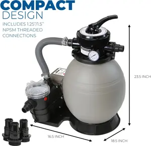 XtremepowerUS 13" Sand Filter Pump for Above Ground Swimming Pool Sand Filters Pool w/ 3/4HP 2640GPH Digital/Timer Function, Up to 10,000 Gallons