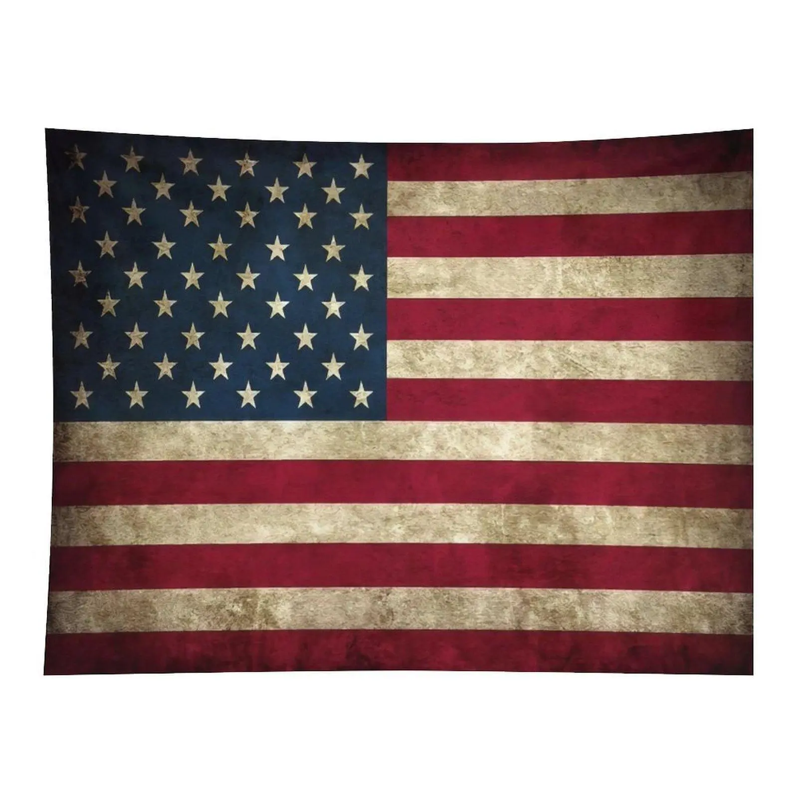 Vintage Distressed American USA Flag Retro Wall Tapestry Wall Hanging, Rustic Worn United States Stars Stripes Patriotic Decor for Man Cave Bedroom Dorm Party Ornament