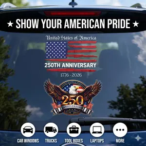 USA 250th Anniversary Commemorative Stickers - Waterproof American Pride Decals with Flag & Eagle Design outdoorfun