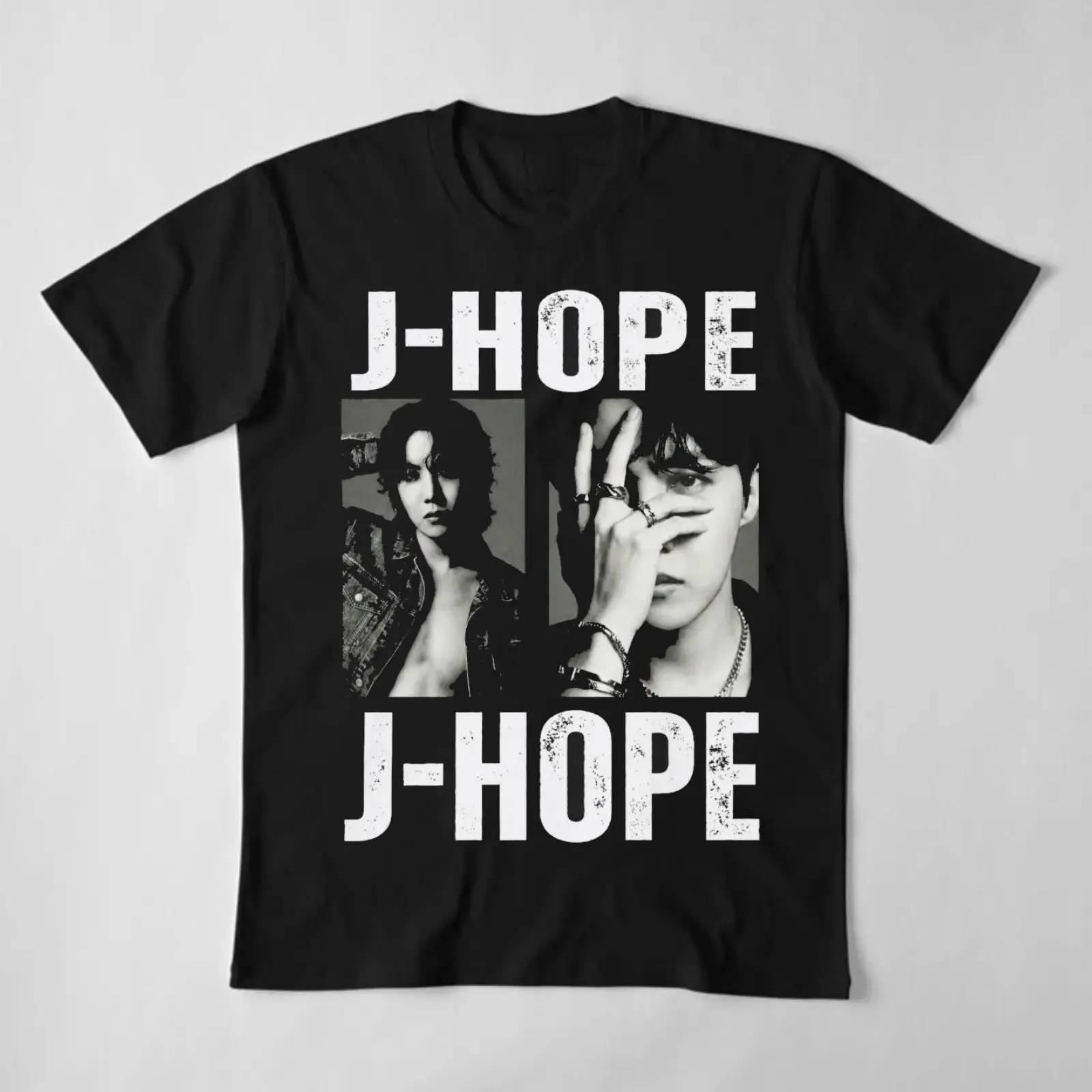 J-Hope Black And White Grunge Portrait Kpop T-Shirt – Vintage K-Pop Music Fan Tee