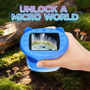 [2026 Upgrade] Aspoven Kids Microscope with Built-in Photo & Video Camera, 2.4" 4K Screen – 1000X Microscope and 100m Telescope, STEM Toy & Educational Gift for Boys & Girls Ages 3–12