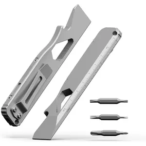 EDC Titanium Multi-Tool Pry Bar with Pocket Clip, Screwdriver, and Bottle Opener for Camping, Riding, and Maintenance
