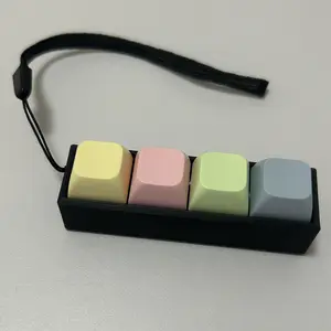 4-Key Mechanical Keyboard Fidget Toy - White 4-Button Mechanical Switch, Adjustable Wrist Strap, Handmade Unisex Stress Relief Model for Anxiety Relief, ASMR Stim Toy