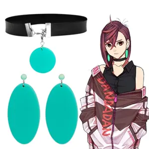 Anime DAN DA DAN Momo Ayase Cosplay Green Earrings - Women's Fashionable Jewelry, Trendy Jewellery Accessories, Metal-Coated Earstuds, Earclips, Eardrops, Hoop Earrings Costume Prop