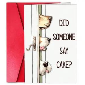1 cute dog birthday cake card, suitable for both men and women, happy dog birthday card, funny dog lover birthday card, humorous dog bad greeting card - greeting card, birthday card, the best gift for friends, brothers, sisters, father and mother