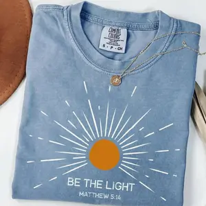 Comfort Colors Be The Light Christian Shirt, Matthew 5:14 Bible Verse Tee, Faith Sunburst Shirt, Religious Tee, Jesus Lover Gift