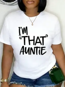 I'That Auntie Funny Best Aunt Tee-Shirt Women's Summer Plus Size Classic Soft Crew Neck Tee Tops% Comfortable CottonLoose And Comfortable