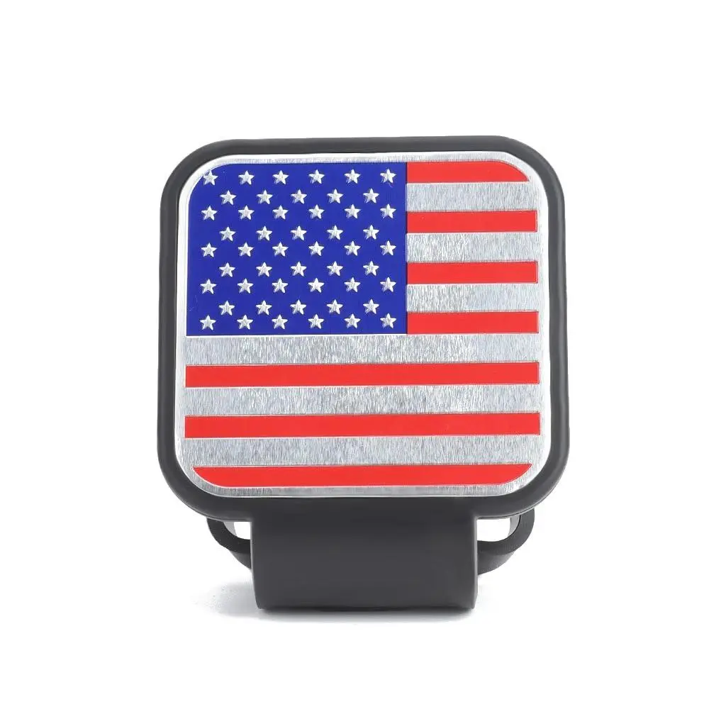 2-Inch Hitch Protection Push-Fit Sleeve, Aluminum-Reinforced Anti-Rust Waterproof Seal Patriotic American Flag Metal Trailer Hook Cover for Truck, Heavy-Duty Rubber Accessory with Easy Installation, Protective Film, Gift Idea (Outdoor Automotive Use), Pus