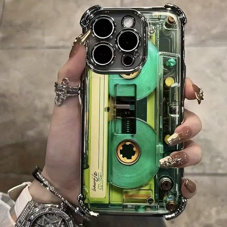 Retro Cassette Pattern Silicone Soft Phone Casesfor iPhone1716 15 14 13 12 11 Promax Pro Plus Air& Samsung Galaxy S26 S25 S24 S23 S22 S21EDGE UItra Plus FE Clear TPU ShockproofProtective Cover Gift For Birthday ThanksgivingChristmas Halloween  AI7