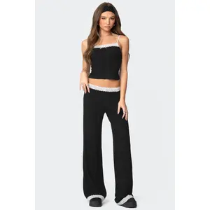 Domino Contrast Lace Trim Pants Domino Contrast Lace Trim Pants