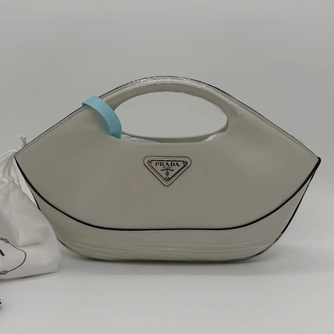 Pre-owned PRADA Soft Calf White Handle Dumpling Bag