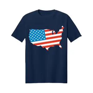 1PC， USA Flag Map Graphic， 100% Cotton TShirt Short Sleeve Soft Tops， Patriotic American Design Print， suitable for Daily Wear， Independence Day， Memorial Day， Fourth of July， Flag Day， Birthday Gift