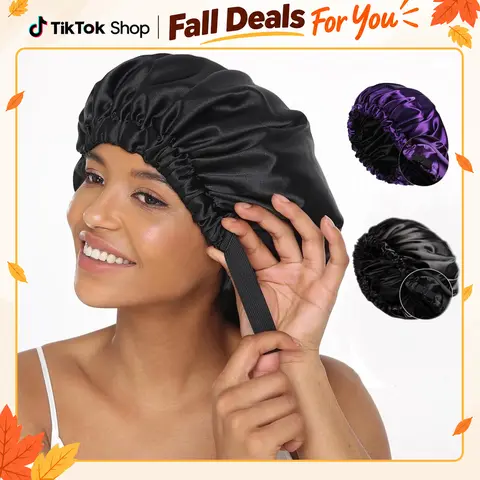 Labhairs Female Adjustable Band Double Layer Silk Satin Sleeping Bonnet - Anti-Frizz Hydrating Curly Hair Styling Accessory to Reduce Tangles, Lock Moisture, Friction-Free, Portable, Washable, Reusable, Fits All Head Sizes