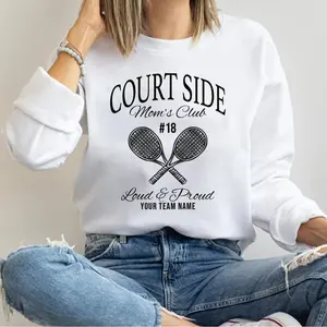 Personalized Tennis Mom Crewneck Sweatshirt, Court Side Mom’s Club Sweatshirt, Custom Tennis Team Sweatshirt, Tennis Season