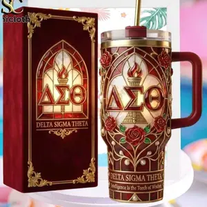 Delta Sigma Theta Sorority Crest Torch Wine Red Tumbler