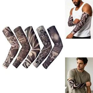 5-Pack Cycling & Sports Tattoo Sleeves — Unique Patterns, UV-Protective & Cooling Arm Sleeves, Designed for Outdoors, Thermal & Elastic Sports Armwear