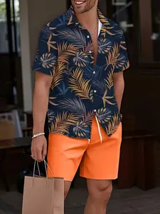 Men's Casual Vacation Colorful Tropical Print Shirt, Loose-Fitting Regular Length, All over Print, All Seasons Wear