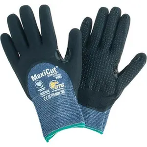 ATG Cut Resistant Work Safety Gloves - Size M, ANSI Level A3, Palm-Fingers-Knuckles Coated, Blue/Black 44-3455/M, for Home Improvement, Security, Atg Size M