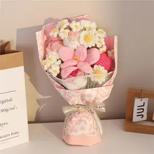 Handmade Crochet Flower Bouquet - Pink & White Daisy Design - Perfect for Gifts & Home Decor
