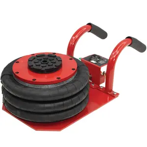 Pneumatic Triple Bag Air Jack 3 Ton/6600 lbs, Airbag Jack with Six Steel Pipes, Lift up to 15.5 inch, 3-5 s Fast Lifting Pneumatic Jack, with Side Handles for Car, Garage, Repair (Red)