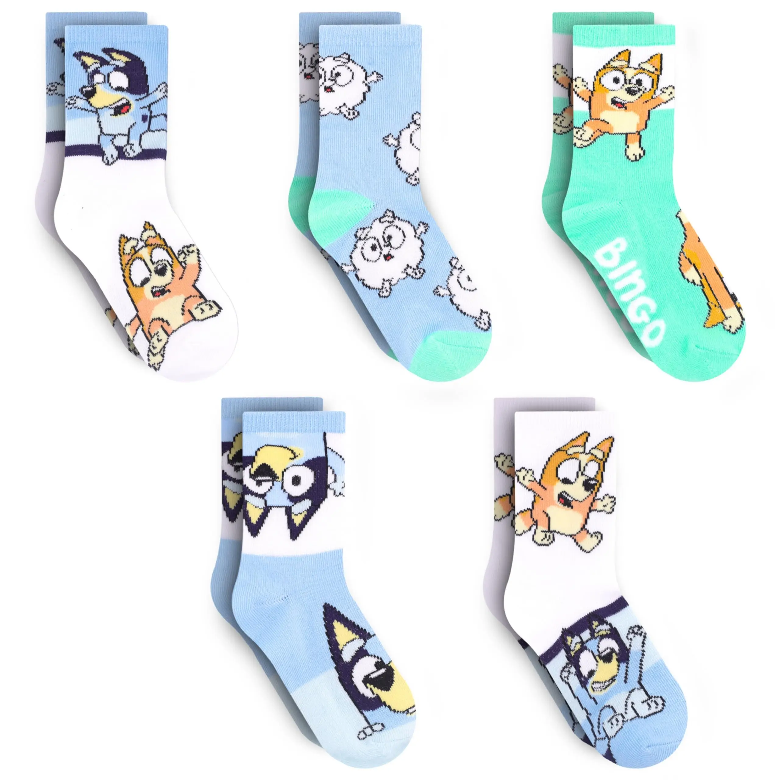 Bluey Kids Crew Socks 5 Pack for Boys & Girls, Size 4-6 – Official Bingo Cartoon Socks, Soft Breathable Gifts, Graphic, Holiday, Soft Fabric, Character Art, Ages 4-6, Crew Length, Reinforced Knit, Snug Stay-Up