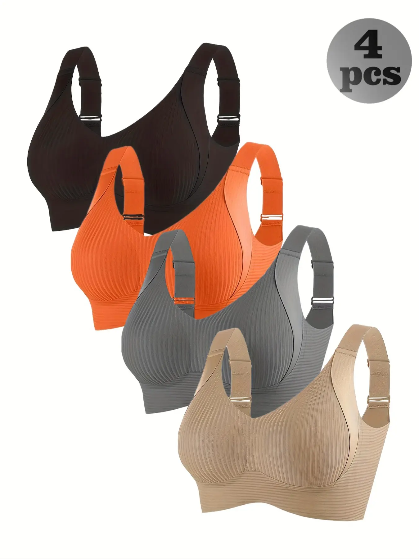 Women's Seamless Wireless Sporty Workout Bra Set, Comfortable Support, Anti-Sag Full Coverage Design, Breathable Nylon Blend Fabric