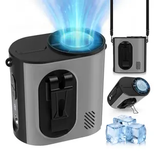 POWMUS High-Speed Turbo Rechargeable LED UnderShirt Waist Fan, 10000mAh Portable Fan with Waist Clip & Neck Strap, 9200RPM Personal Fan with Semiconductor Ice Cooling & LED Light, Wearable Desk Fan for Indoor Kitchen, Jobsite Work & Outdoor Hiking