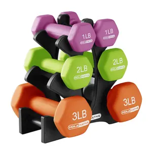HolaHatha 1, 2 and 3 lb Neoprene Dumbbell Strength Training Weight Set with Rack HolaHatha 1, 2 and 3 lb Neoprene Dumbbell Strength Training Weight Set with Rack