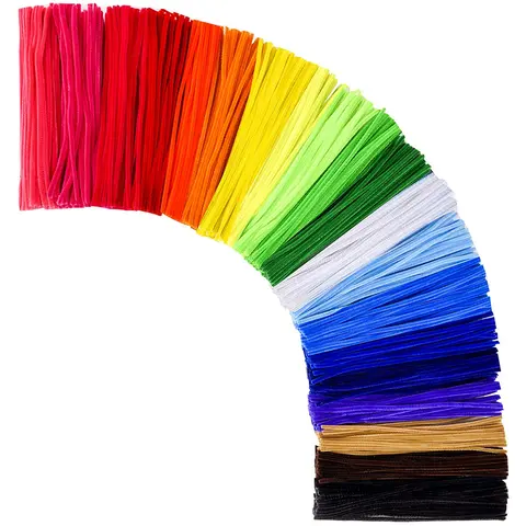 6mm x 12in Assorted Rainbow Twisted Flexible Chenille Stems Pipe Cleaners - 1000 Pcs (20 Colors, 50 pieces each), Fabric DIY Decoration Supplies for Children, Creative Handicraft Decorations for School Projects