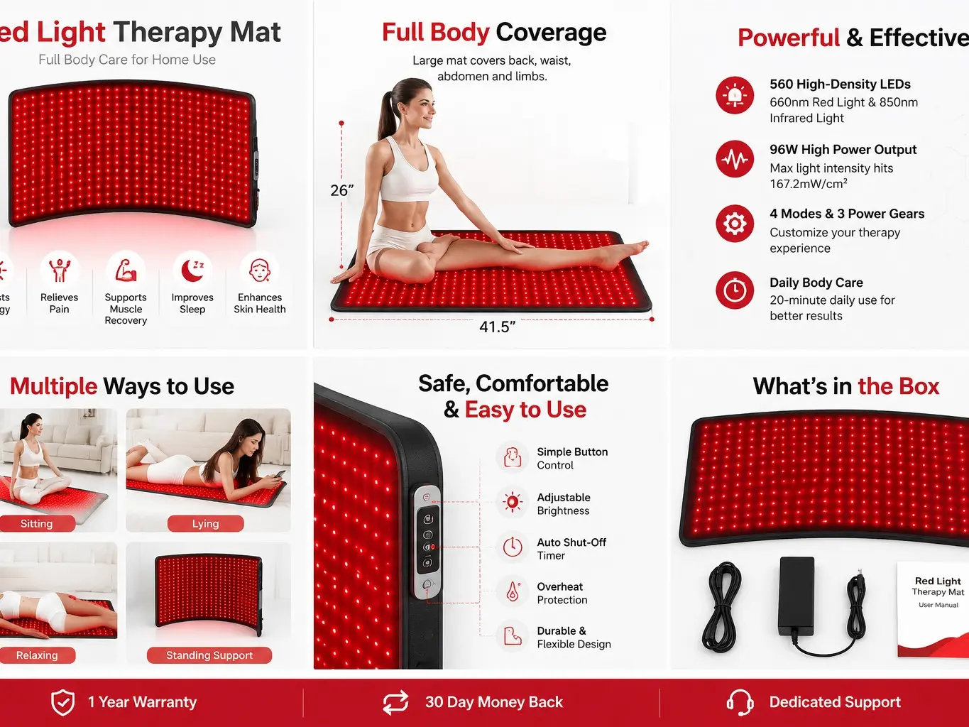 Extra Large Red Light Therapy Pad – Deep Tissue Recovery & Relaxation for Home Use