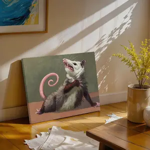 Decorlion Funny Opossum Canvas Wall Art, Quirky Animal Humor Decor