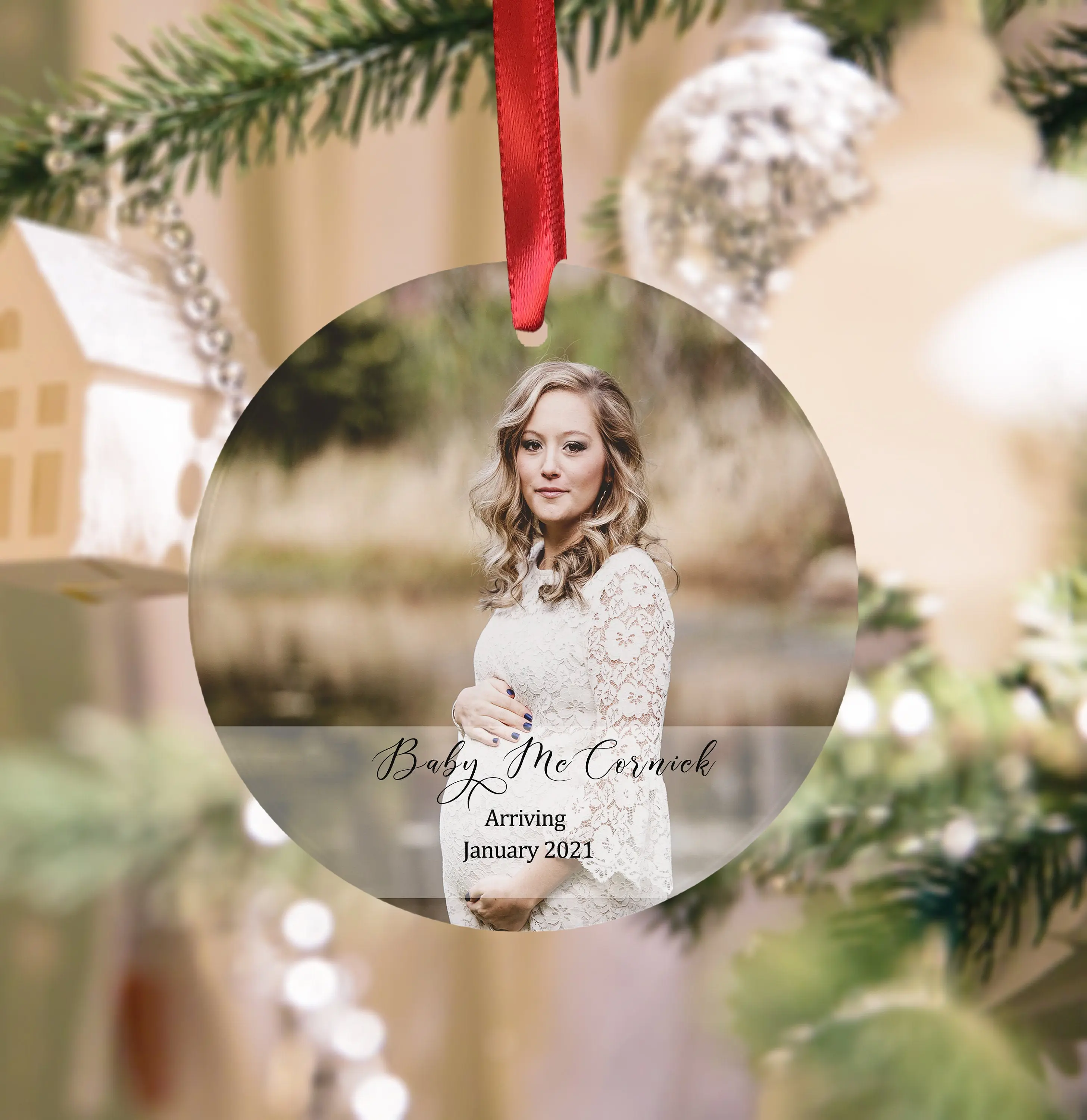 Personalized Christmas Expecting a baby Ornament photo, Baby Due Christmas Ornament Keepsake, Christmas Ornament, Custom Ornament.