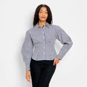 Women's Barrel Long Sleeve Collared Button-Down Shirt - Future Collective