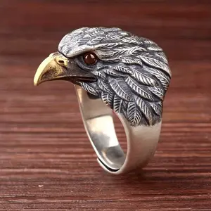 1pc Retro Eagle Retro Rings, Men's Adjustable Fashionable Personality Costume Jewelry Finger Ring