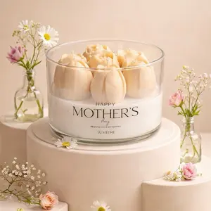 Lumiere Tulip Theme Scented Soy Blend Wax Candle 24oz for Home Decor Paraffin-Free Non-Toxic