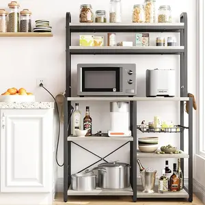Bakers Rack Coffee Bar Station, Microwave Stand with Storage 6 Tiers Shelves, Industrial Microwave Rack for Kitchen Dining Room