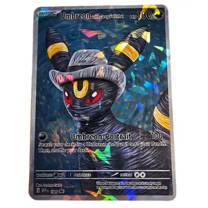 Umbreon with Grey Felt Hat Fractal Glass Holo Pattern Standard Size Ships in Sleeve/Card Saver/Bubble Mailer!