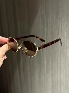 Women's Oval Metal Sunglasses, Simple Design, Casual Versatile, Perfect for Daily Wear and Vacation, Ladies' Sun Glasses