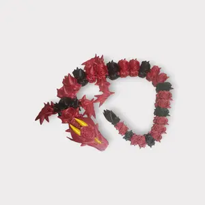 5JJayPrint 3D Printed Articulated Rose and Crystal Dragon Dragon Bowl Decorative Gift for Dragon Lovers