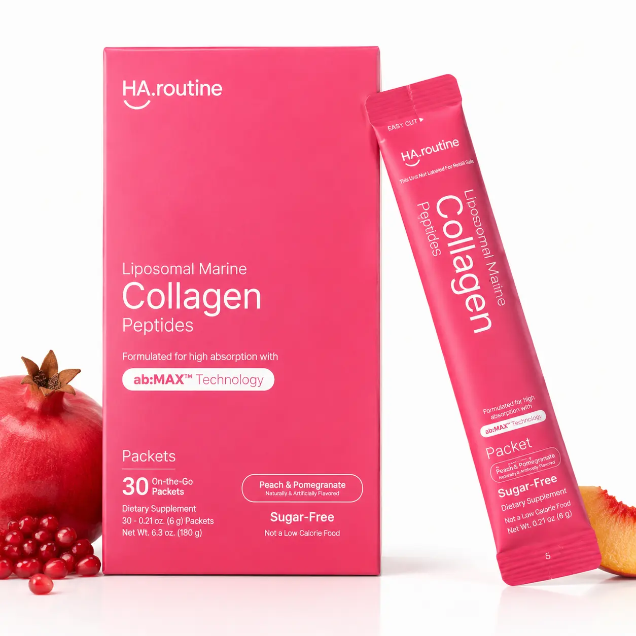 Haroutine Liposomal Marine Collagen Powder Packets, 2100mg Marine Collagen  Peptides with Vitamin C & Zinc, Skin Hydration, Elasticity, Hair & Joint Support, Sugar Free, 30 Count