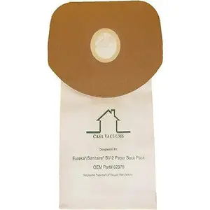 Casa Vacuums BV-2 Paper Back Pack Allergen Vacuum Bags Fits Eureka or Sanitaire 62370 Compatible with OEM Part #62370 20 Pack