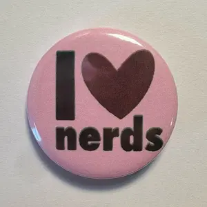 I love nerds 1.25 inch Pin Button Badge - HANDMADE | pinback buttons pins vintage style 90s button trinket bag charm cyber