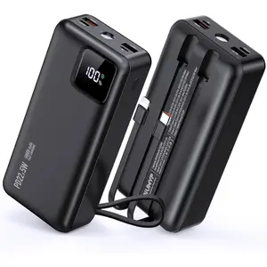 Power Bank Fast Charging with Built in Cables,LED Display 50000mAh Portable Charger,22.5w USB C in&out Battery Pack,Huge Capacity External Battery Phone Charger for iPhone Samsung iPad Camping etc.