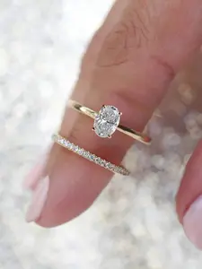 2PCS Ring Set – Shiny Oval Engagement, Wedding & Promise Rings for Women