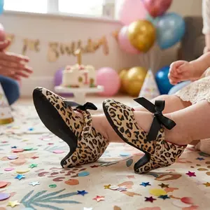 Newborn Baby Girls Princess Crib Shoes, Bowknot Decor High Heel Moccasins for Photo Shoot