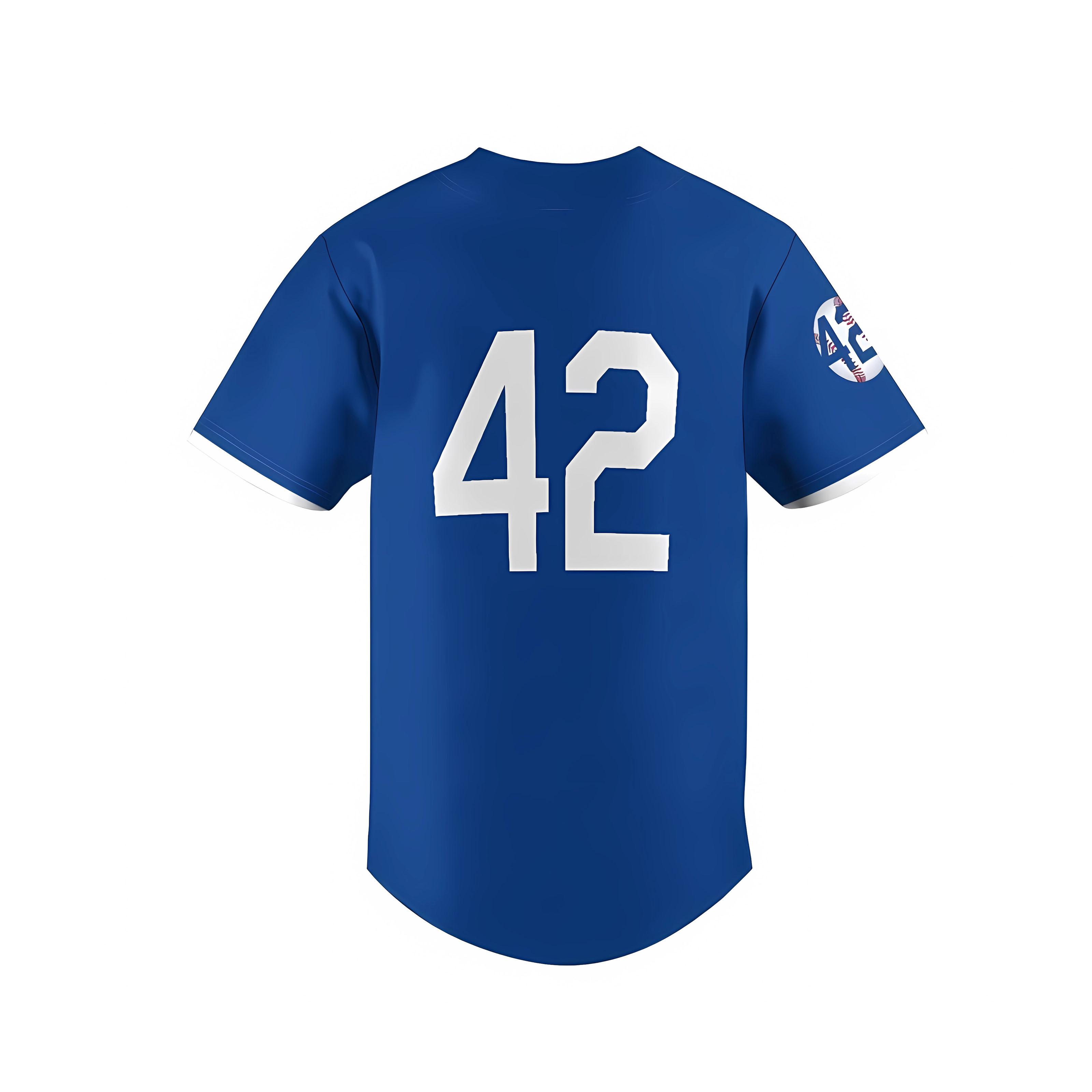 Madjus Men's Black Legend 42 Button DownJersey Blue White 90s Hip Hop BaseballJersey Stitched Trendy Casual BreathableGift baseball jersey