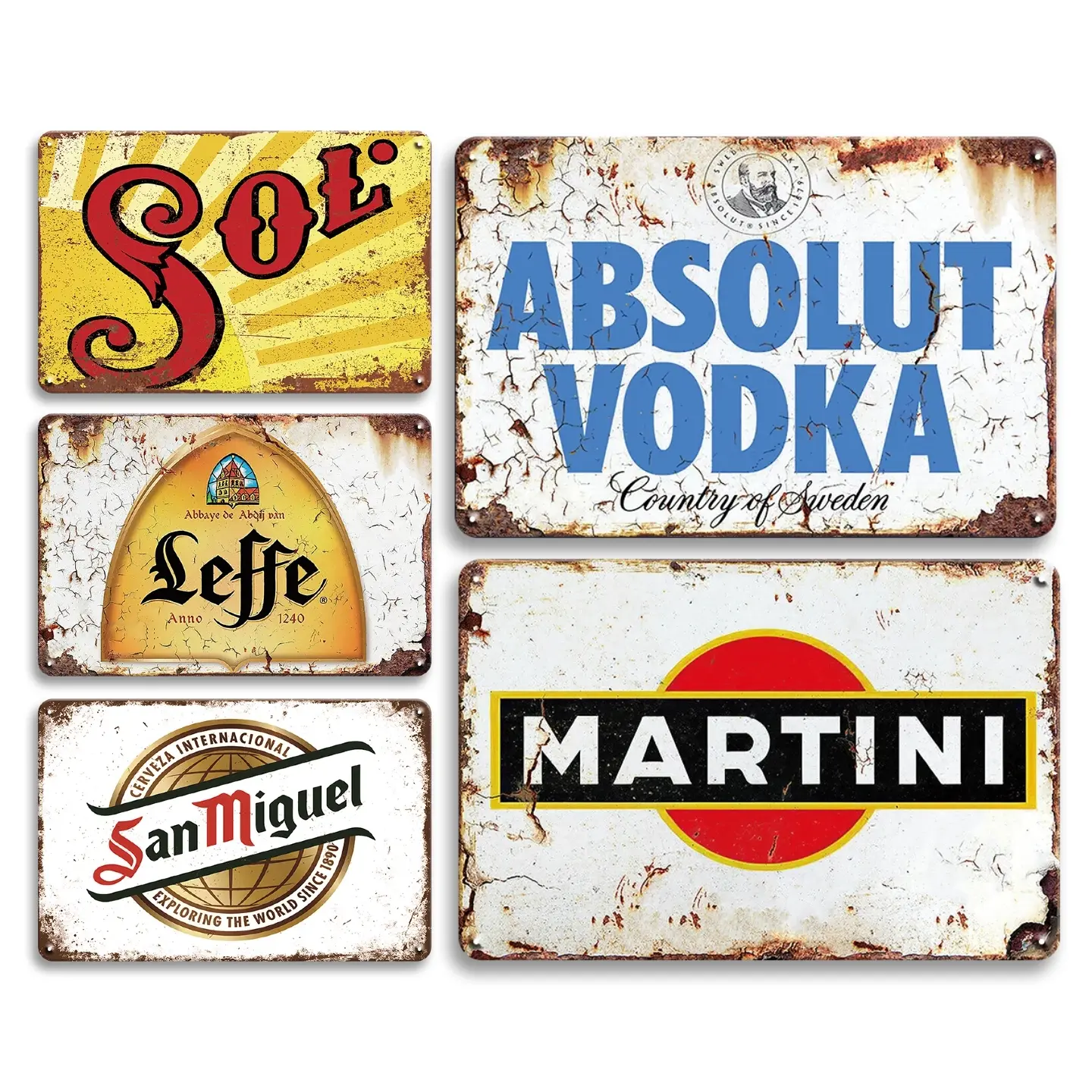 5pcs Beer Theme Metal Tin Sign Posters Decorative Wall Sign For Cafe, Bar, Man Cave, Home, Bedroom, Living Room, Garage, Pub Wall Art Decoration Home Decor Gifts Vintage Garage Signs Home Decor Products