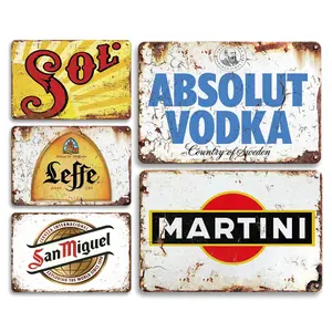 5pcs Beer Theme Metal Tin Sign Posters For Cafe, Bar, Man Cave, Home, Bedroom, Living Room, Garage, Pub Wall Art Decoration Vintage Garage Signs