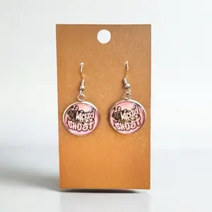 Ghostface dangle earrings for women - Pink Circular Design